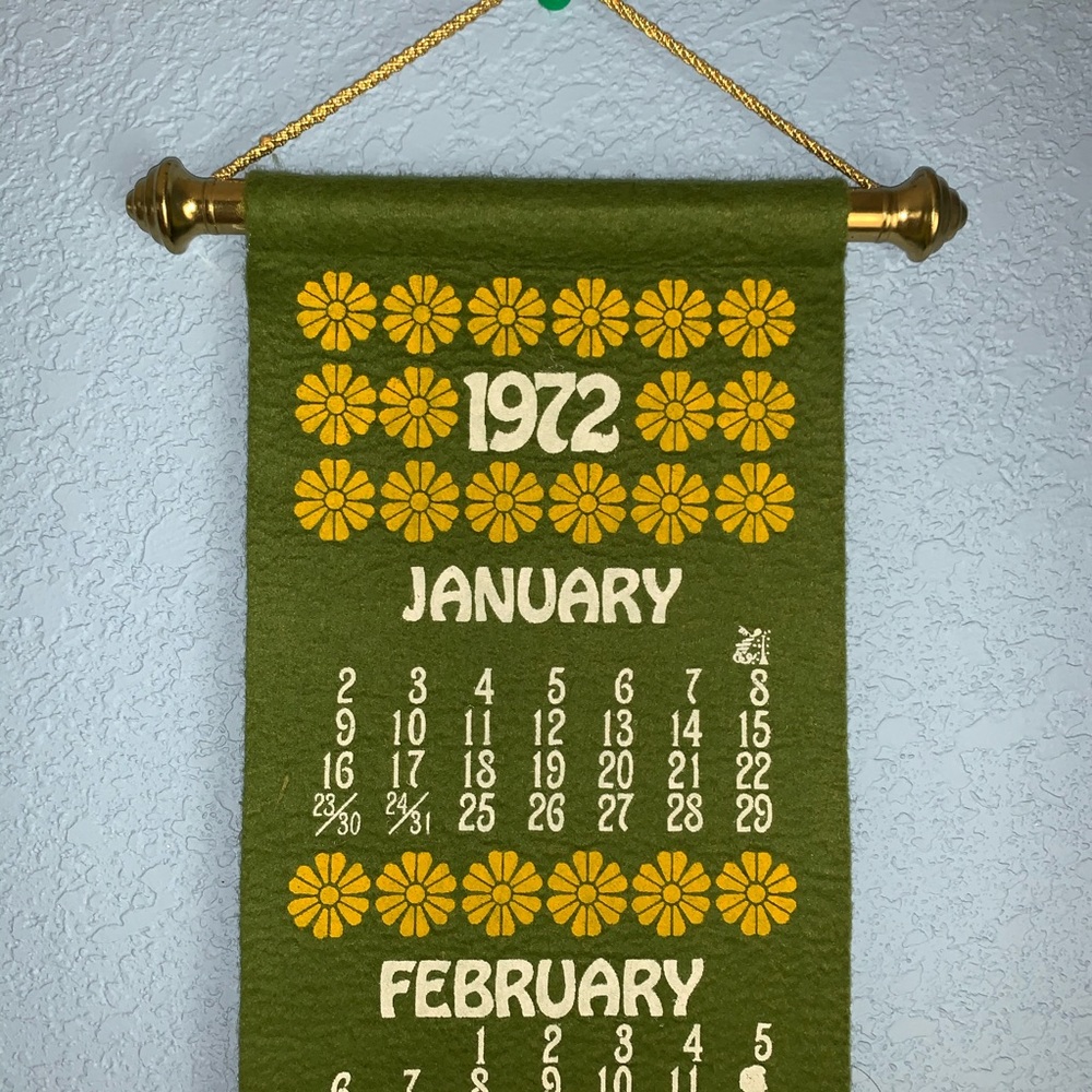 Vintage 1972 Wall Calendar